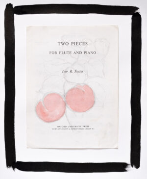 Two Pieces Peaches - Original Signed Ink Painting
